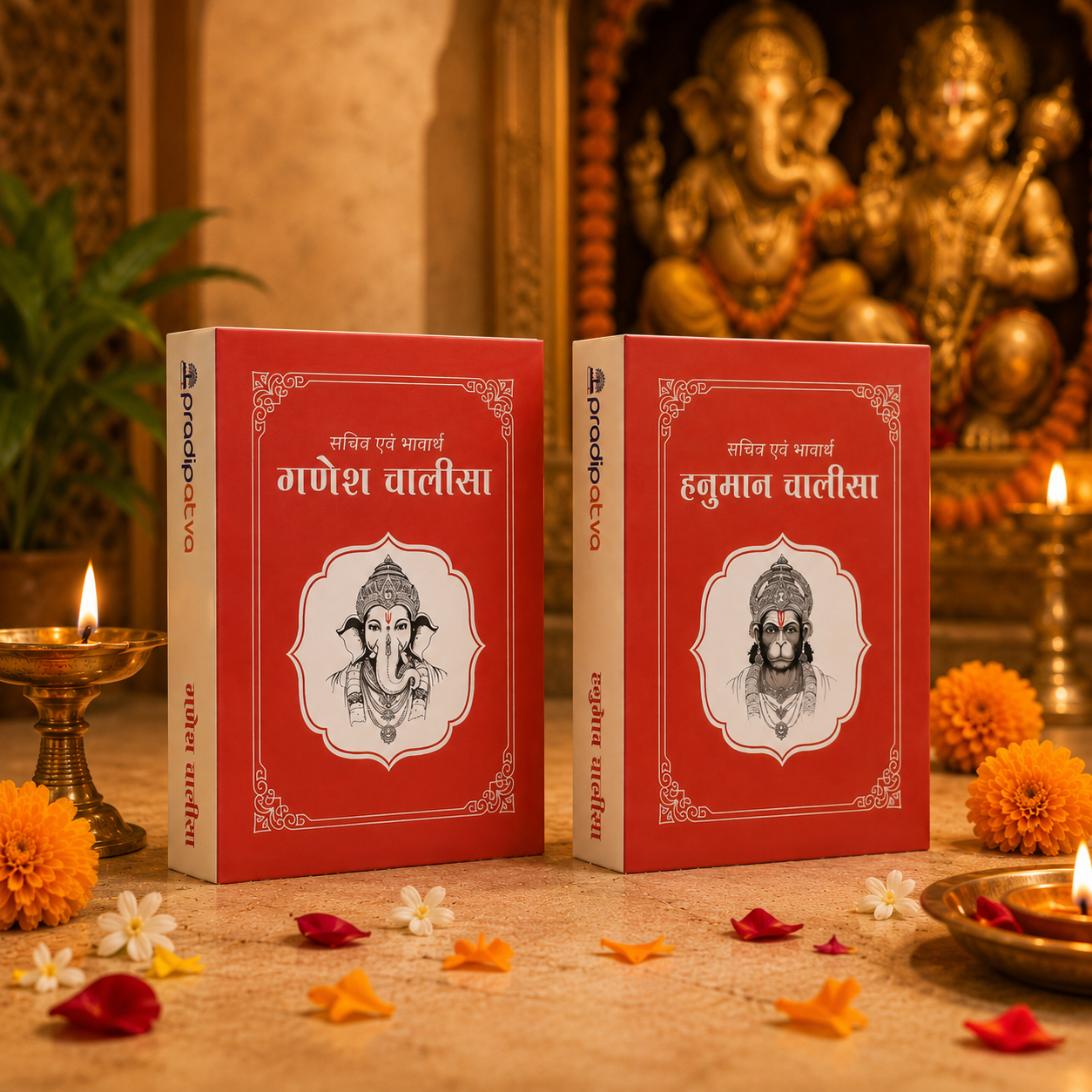 PRADIPATVA Hindi Hanuman and Ganesh Chalisa gift set presentation